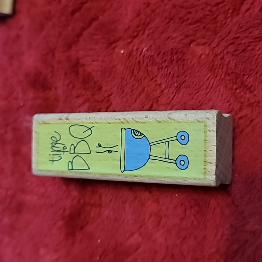 Time To BBQ Phrase Wooden Rubber Stamp